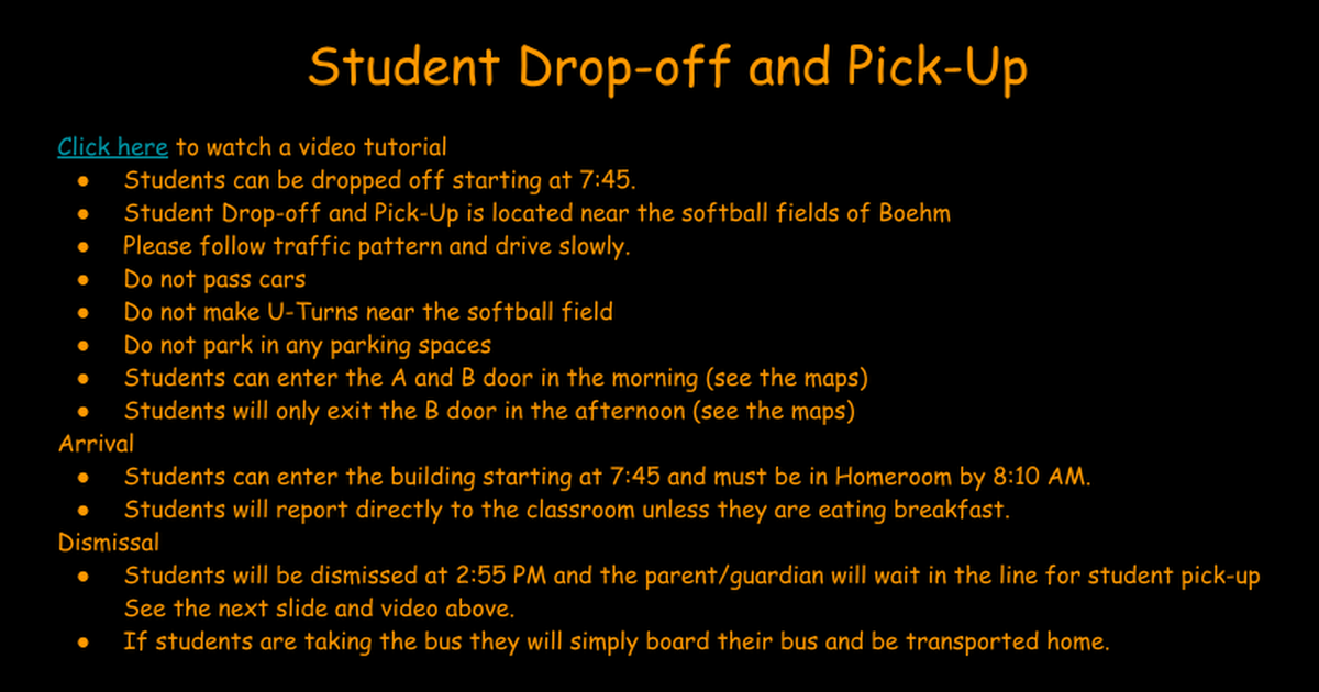 Studentt Drop-off and Pick-Up-2022-2023