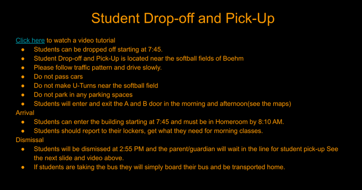 Parent Drop-off and Pick-Up-2021-2022