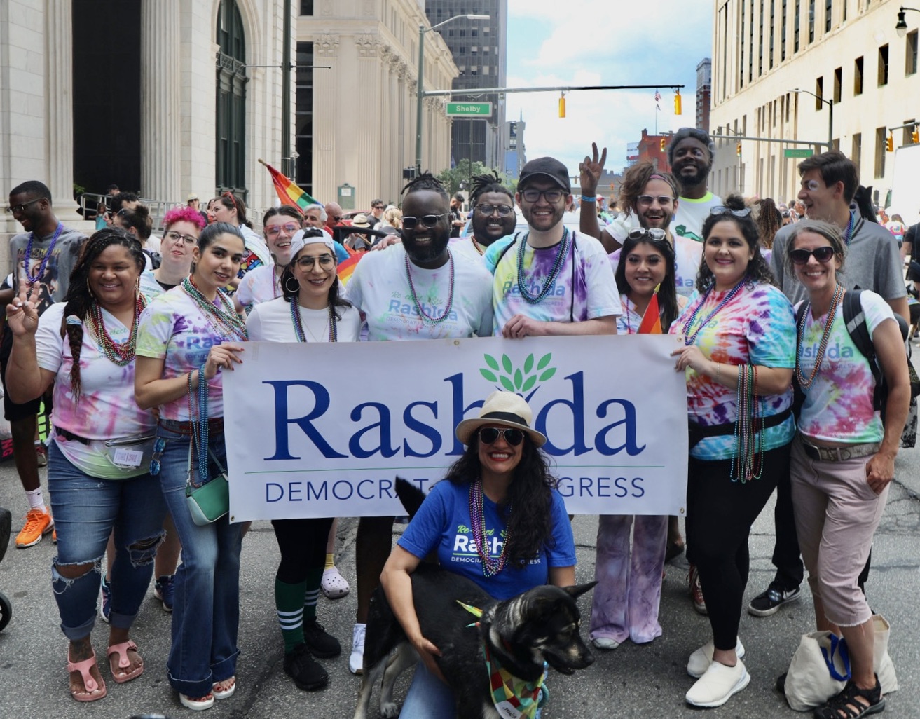 Rashida with supporters at Pride