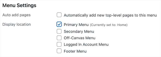 Selecione o local do menu de navegação