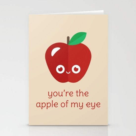 You're the Apple of My Eye Stationery Cards - pun, puns, apple, apples,  fruit, golden delicious, red, macintosh, food… | Stationery cards, Metal  prints, Card design