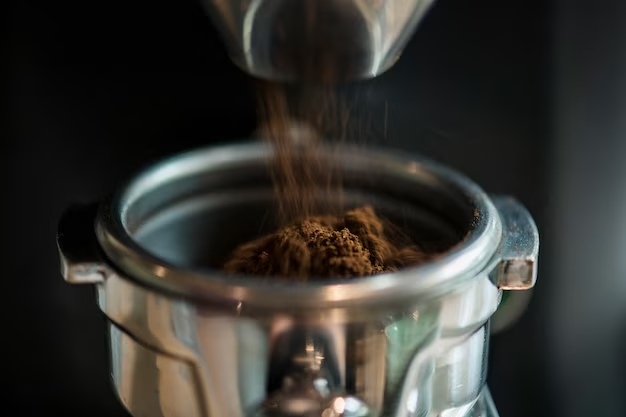 Closeup photo of freshly ground coffee beans