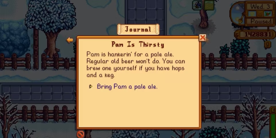 Pam is Thirsty quest start
