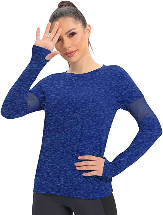 ICTIVE Long Sleeve Workout Shirts for Women Loose fit Workout Tops for Women Running Shirts Women with Thumb Hole