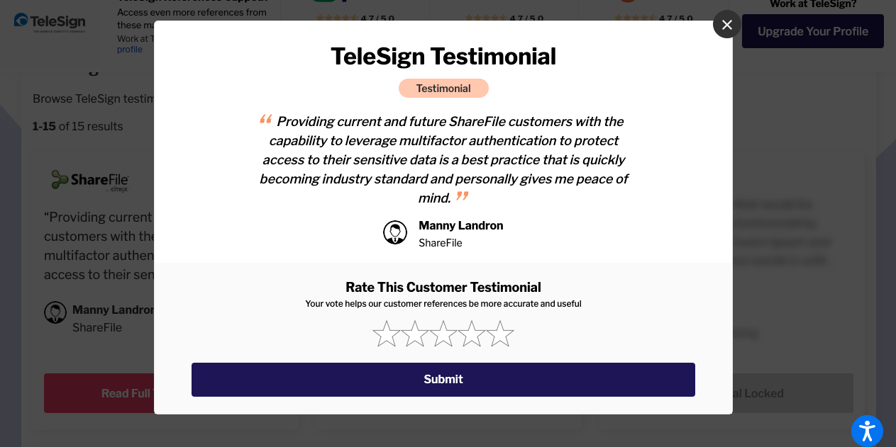 Telesign customer review on G2