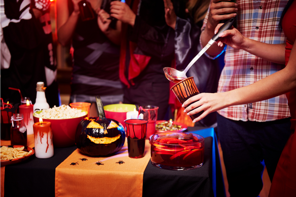 Halloween party food and drink table