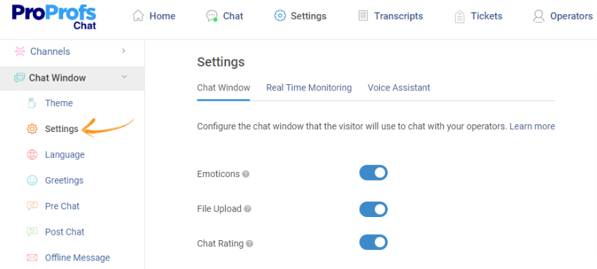 Chat Window Settings