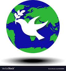 World peace symbol globe dove olive Royalty Free Vector