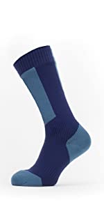 cold weather mid length sock with hydrostop