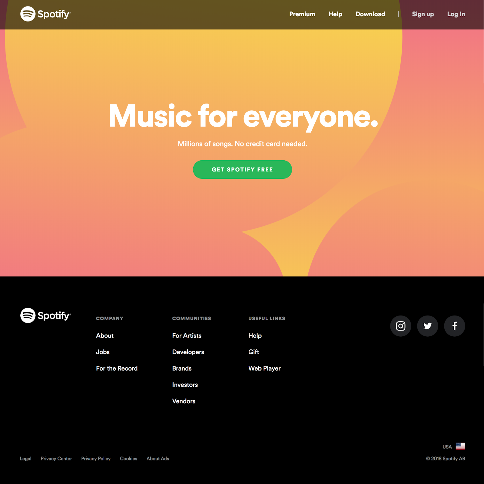 landing-page-essentials-spotify mit überzeugender CTA