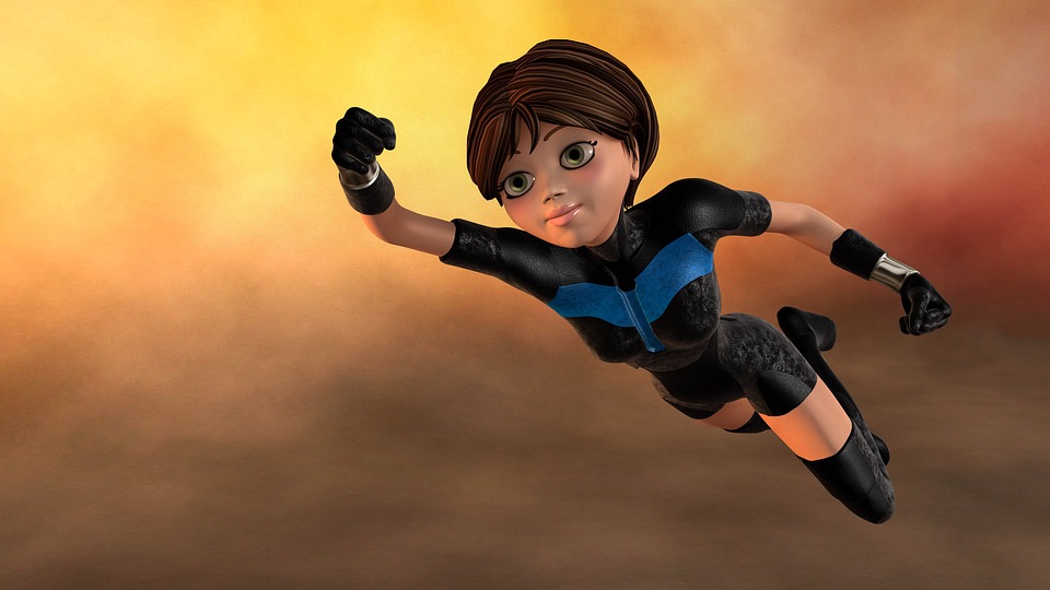 Super Woman, Flying, 3D Figure, Female, Young