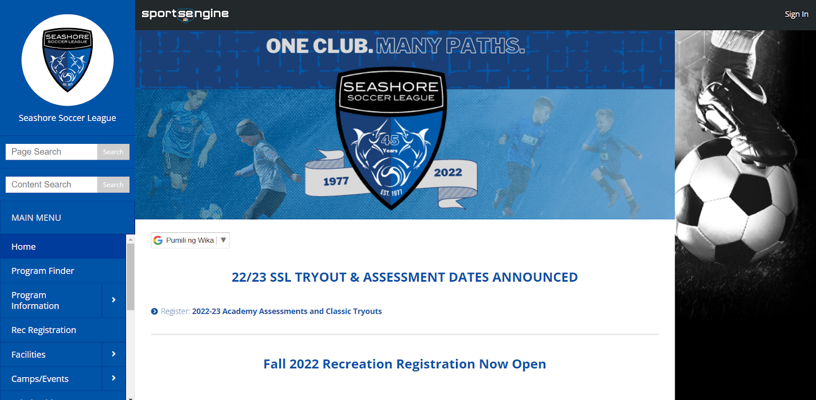 Seashore Soccer League