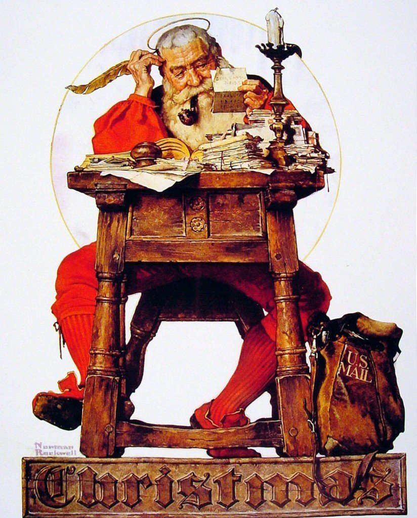 Norman Rockwell Christmas Vintage Art Santa