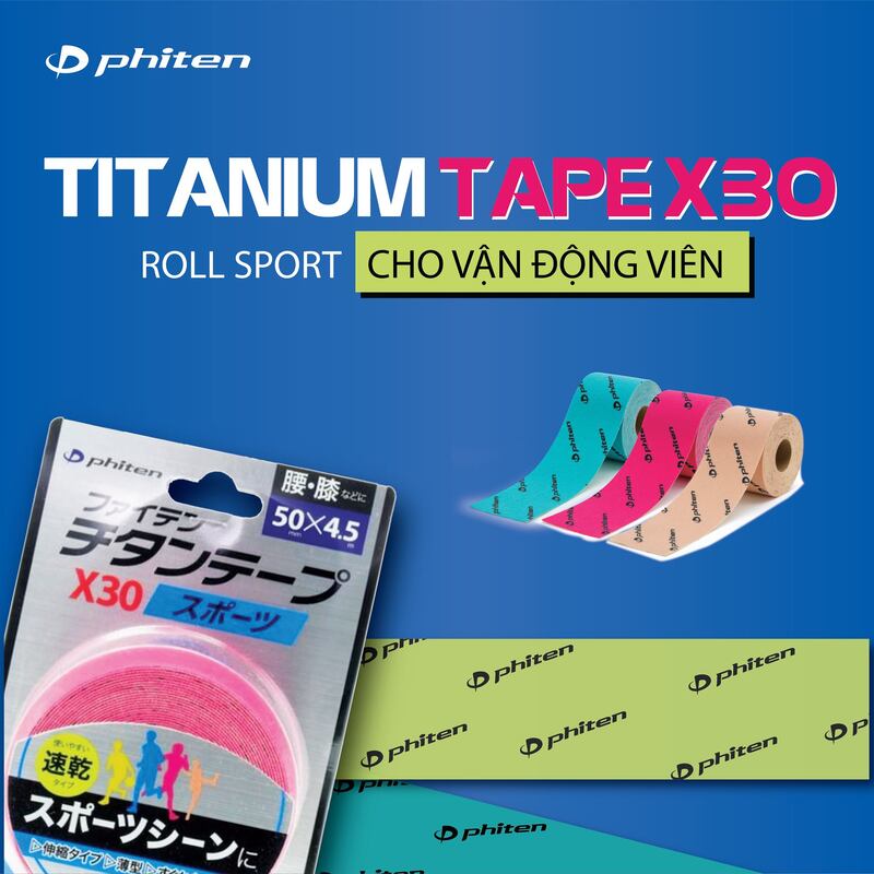 Băng dán Phiten Titanium Tape x30 Stretched Sport