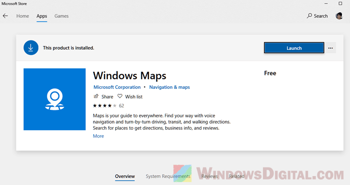 Microsot Windows Map for Windows 10