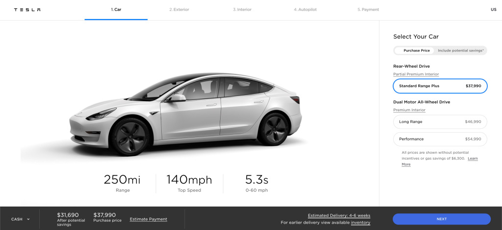 Стоимость Tesla Model 3 упала на 2 тысячи долларов фото 