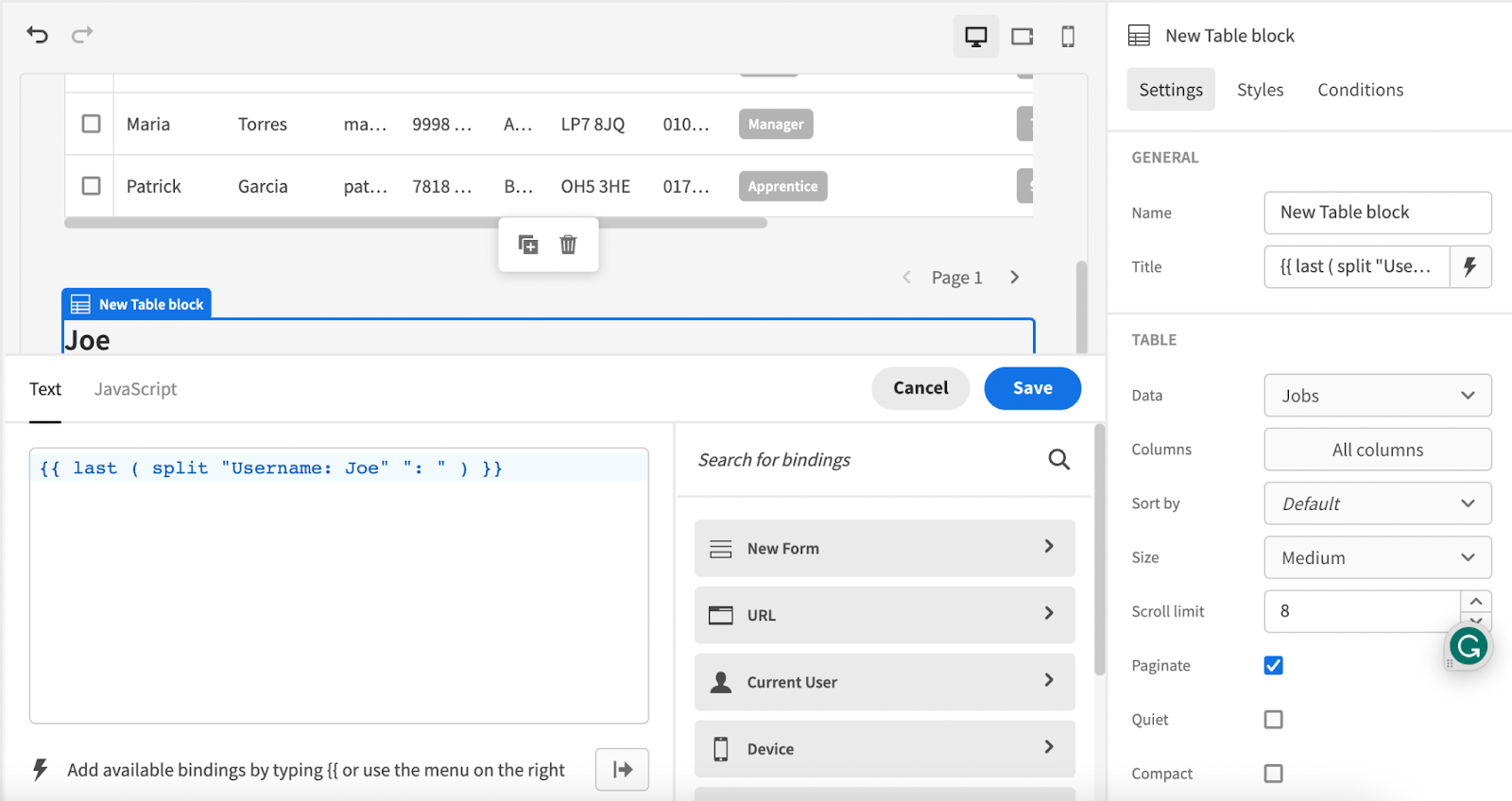 Custom code in Budibase