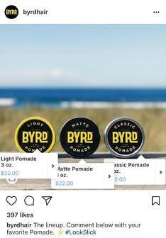 Contoh ByrdHair dari beberapa tag produk Instagram 
