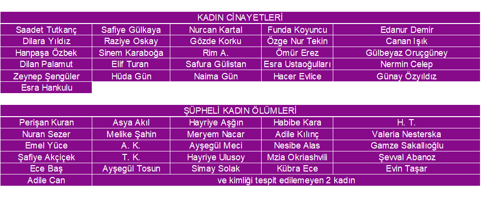 2022 Ocak Ay Kadn Cinayetleri statistii