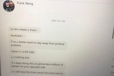 德鲁·帕夫卢在Facebook上收到一条威胁信息。