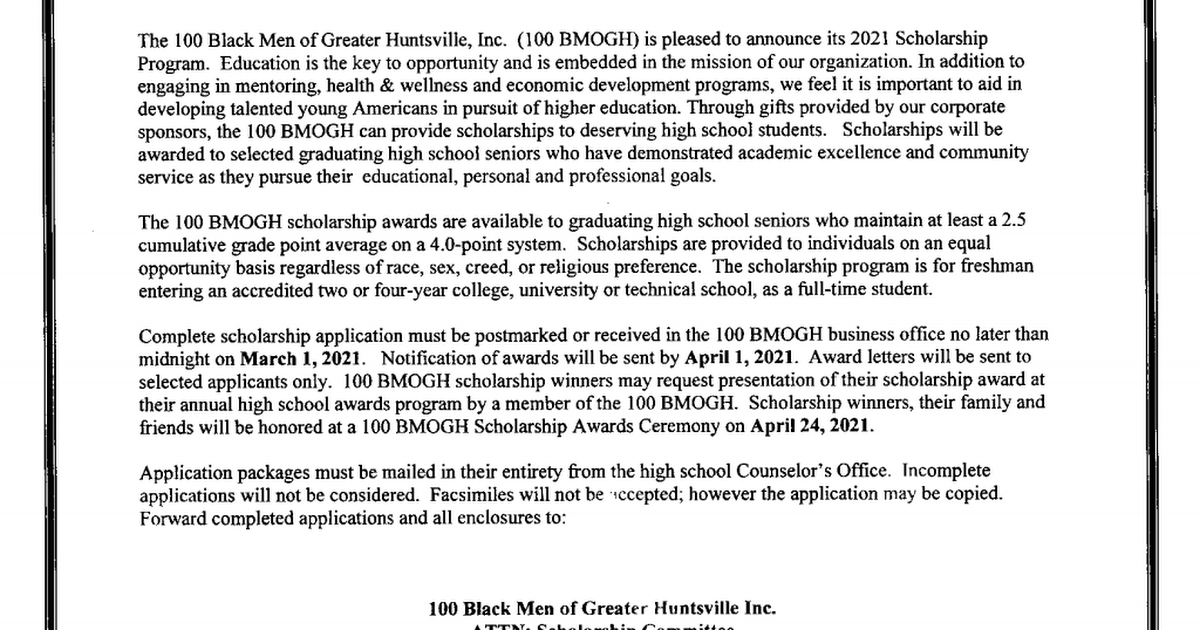 100 Black Men of Greater Huntsville Scholarship.pdf