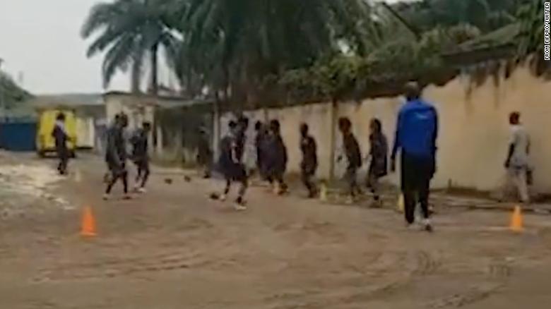 FIFPRO says the video shows the team training on a dirt road. 