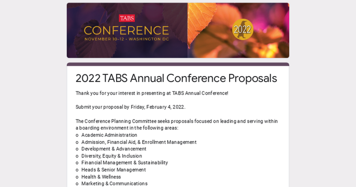 2022 TABS Annual Conference Proposals
