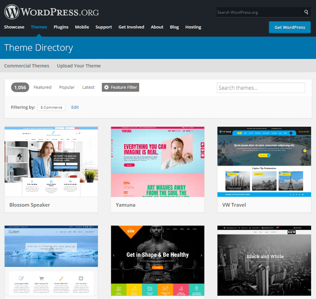 WordPress Themes page overview