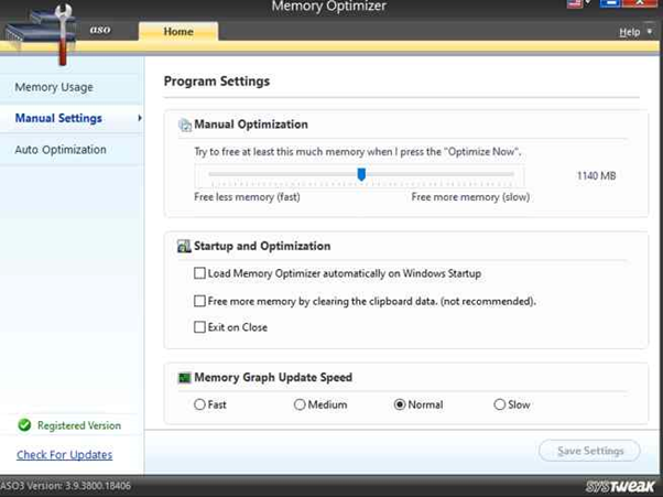 Manual Settings to optimize memory in windows 10