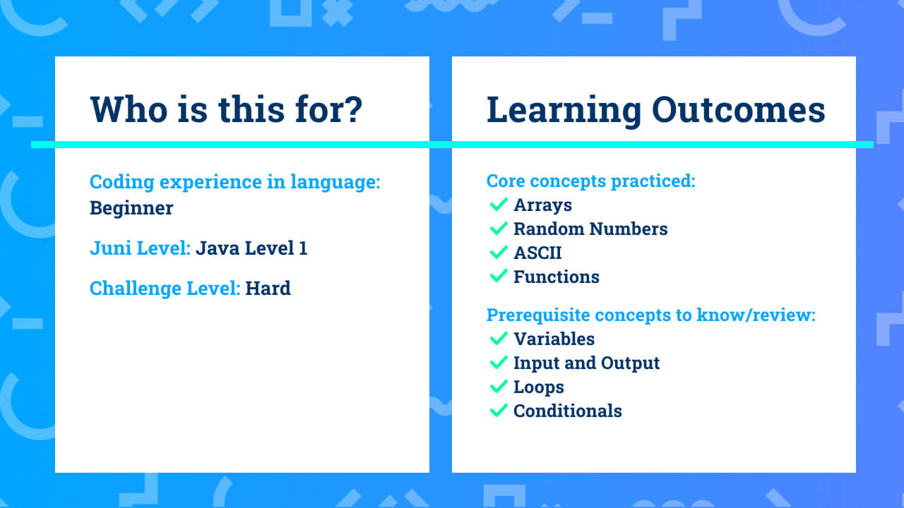 The learning outcomes for beginner Java coding project Random Password Generator.