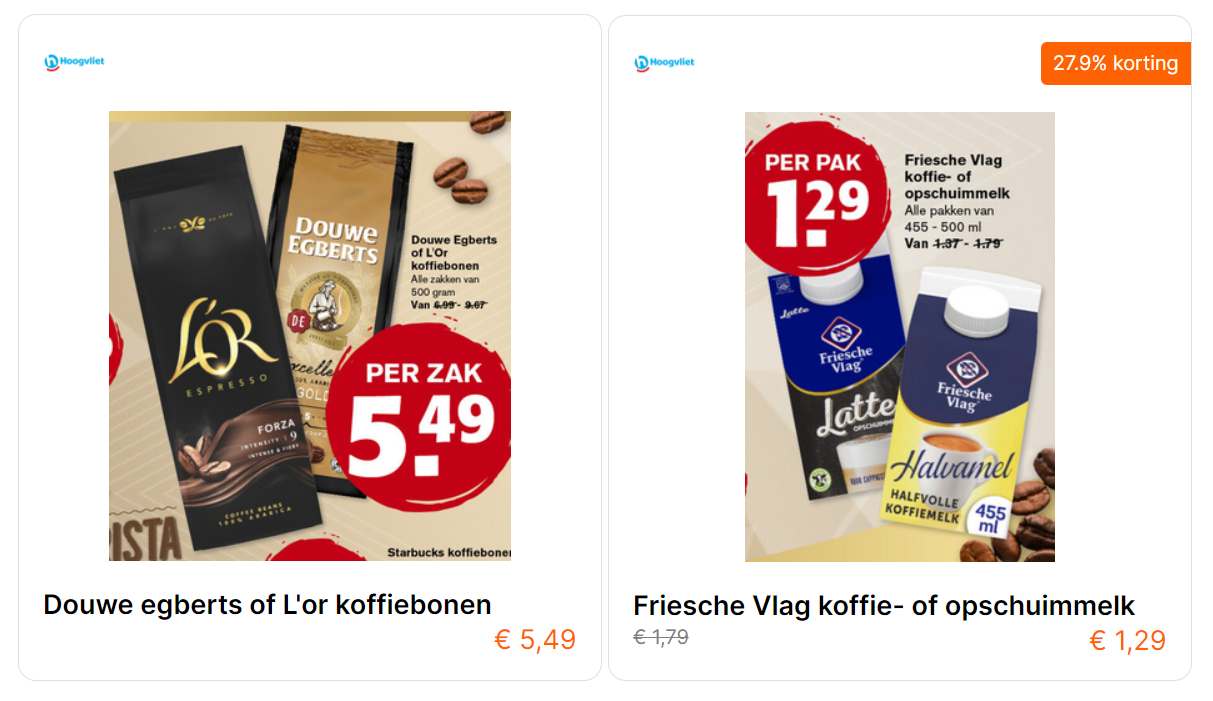 Aanbiedingen op koffie uit de folder van Hoogvliet
