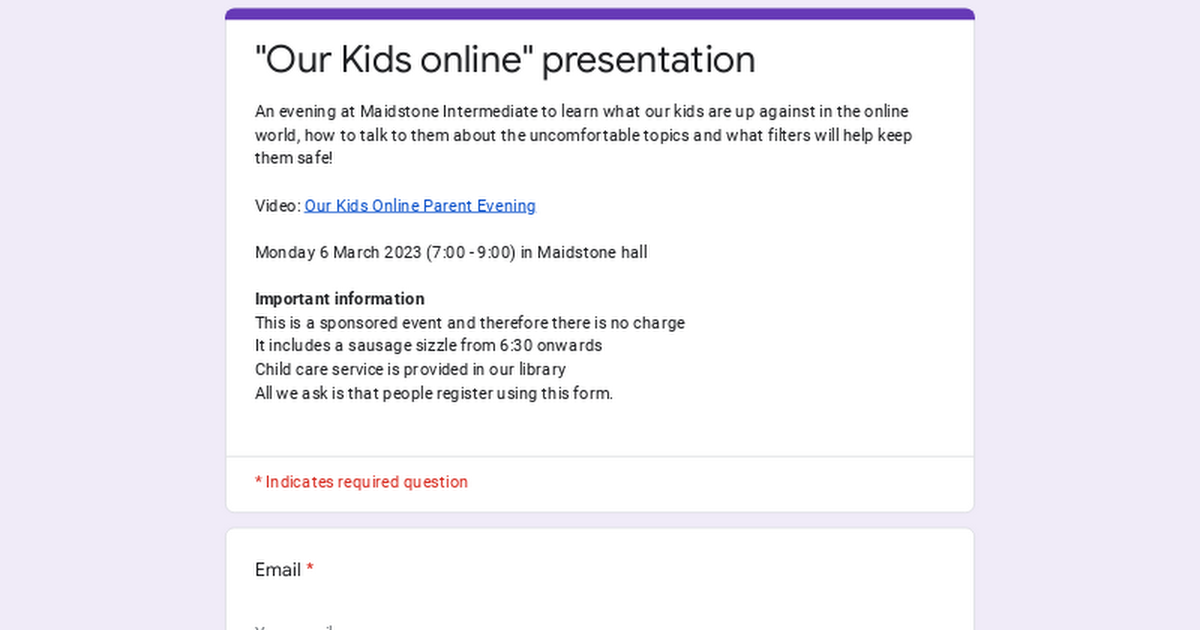 "Our Kids online" presentation