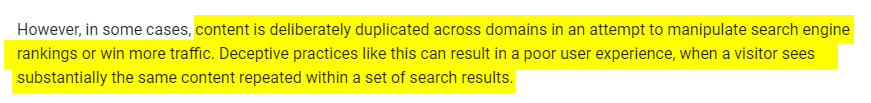 google policy on duplicate content