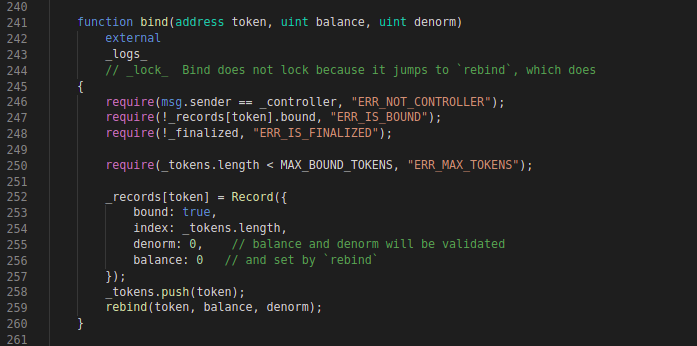 Balancer CodeBlock: Bind function