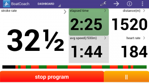 dashboard with program running