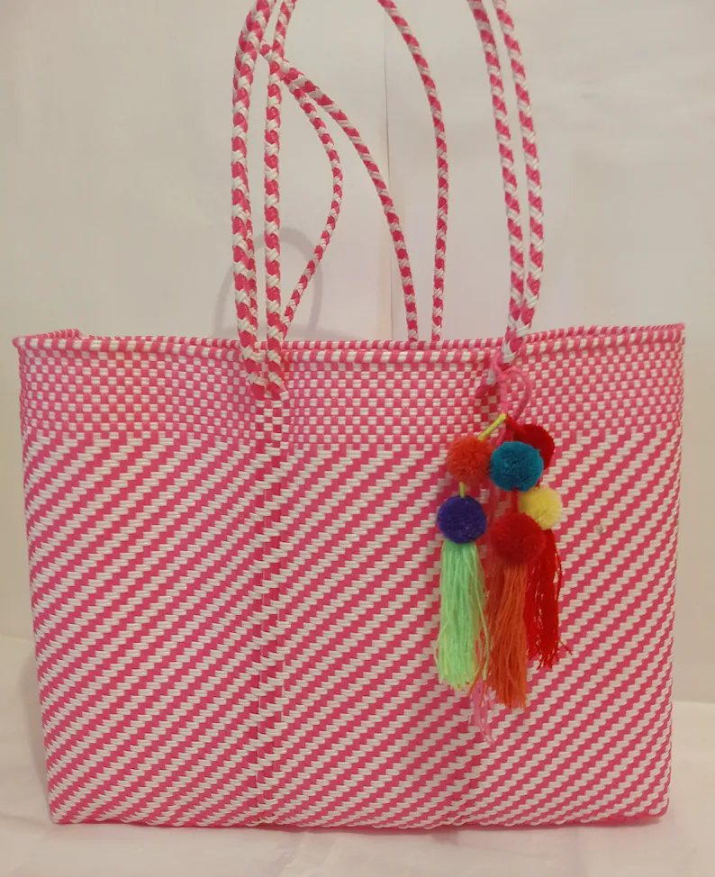 Large Handwoven Mexican Plastic Tote