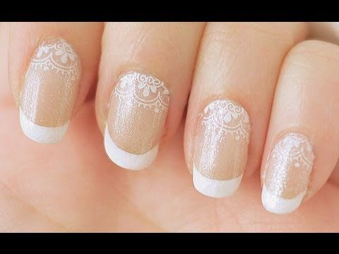 French Manicure with Lacy Details