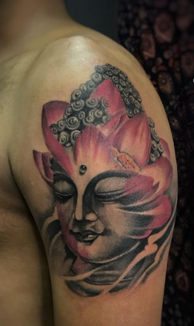Lotus Face Buddha Tattoo