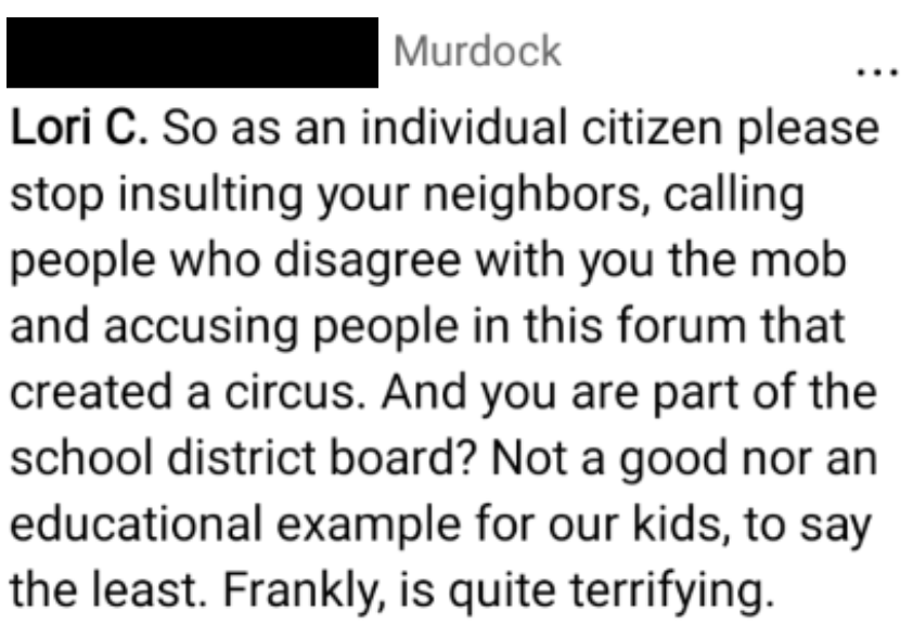 Screenshot from Nextdoor conversation