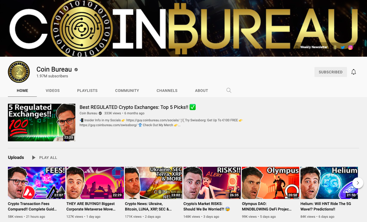 Coin Bureau YouTube channel (best crypto Youtube channels)
