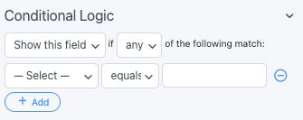 Conditional Logic form fields show the different options you can use for your forms.
