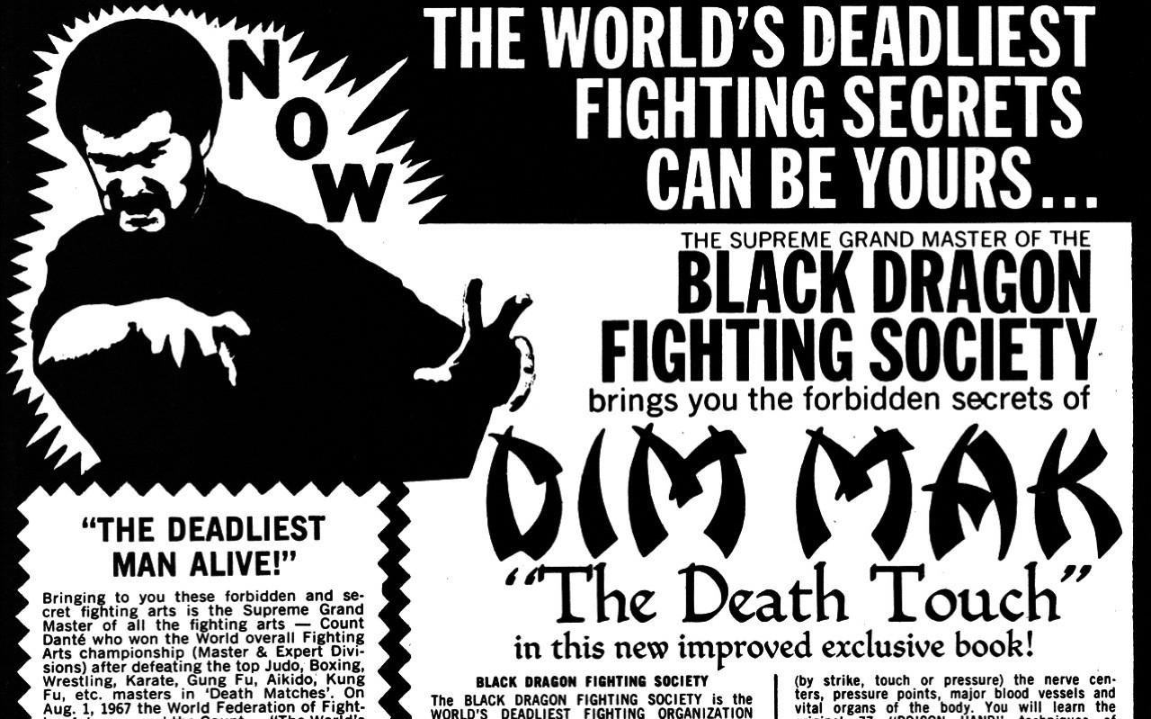 The Deadliest Man Alive! Count Dante, Black Dragon Fighting Society Comic Book ad, DIM MAK aka "The Death Touch" technique