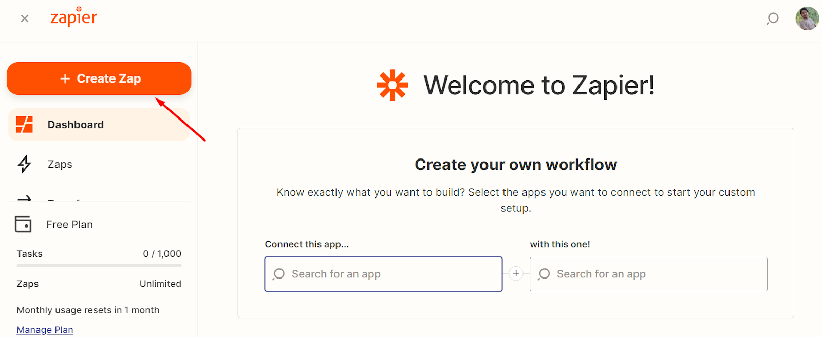 zapier dashboard