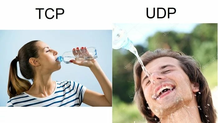 Мем про протоколы TCP и UDP