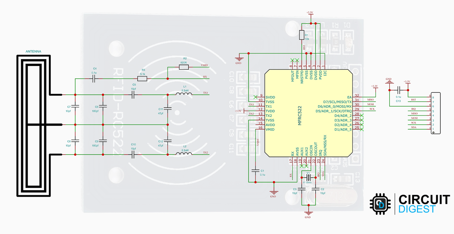Rfid-rc522 Module Schematic Rc522 Rfid Module Pinout, Interf