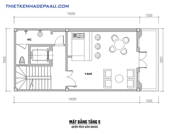3 mẫu thiết kế nhà 50m2 có thang máy