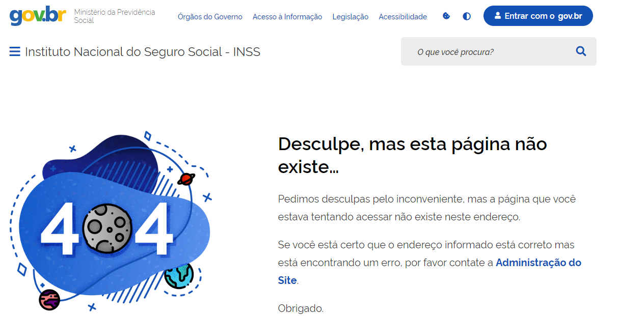 Erro no página do Meu INSS.