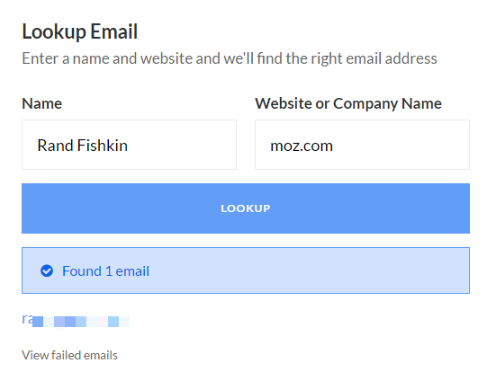Email lookup tool.