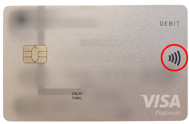 Front face of a credit credit with RFID logo