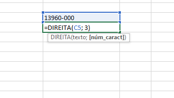Fórmulas Excel =DIREITA ()